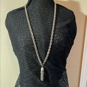 1920s  Silver Necklace Tassel Pendant